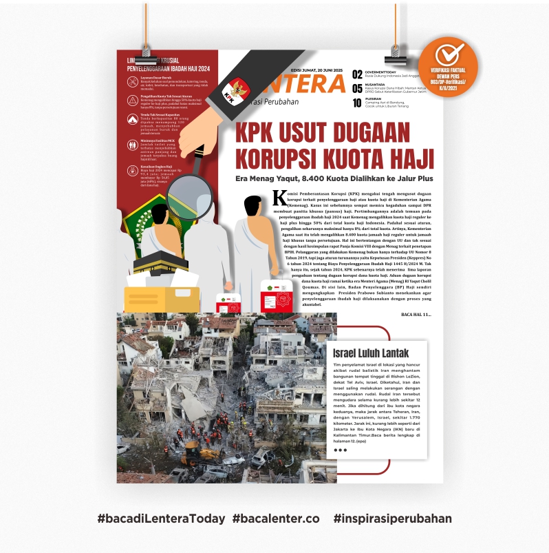 KPK Usut Dugaan Korupsi Kuota Haji (Koran Jumat, 20/6/2025)