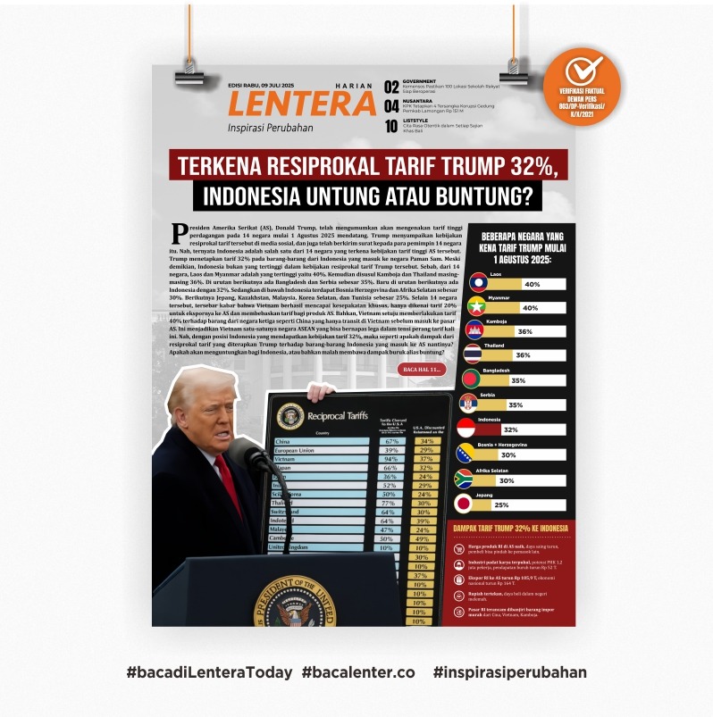 Terkena Resiprokal Tarif Trump 32%, Indonesia Untung atau Buntung? (Koran Rabu, 9/7/2025)