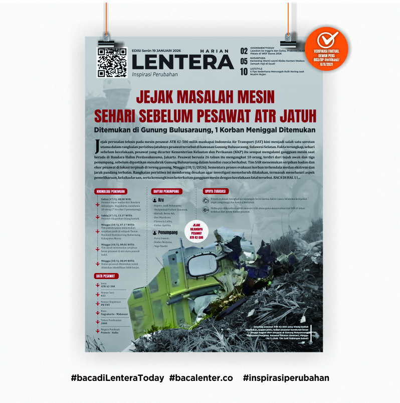 Jejak Masalah Mesin Sehari Sebelum Pesawat ATR Jatuh (Koran Senin, 19 Januari 2026)