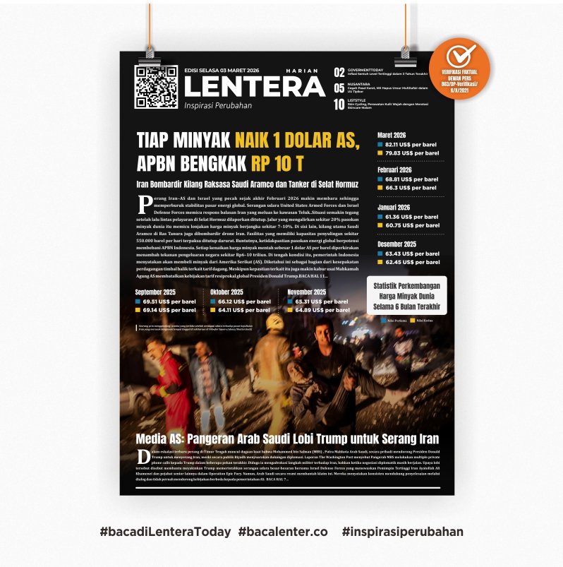 Tiap Minyak Naik 1 Dolar AS, APBN Bengkak Rp 10T (Koran Selasa, 3 Maret 2026)