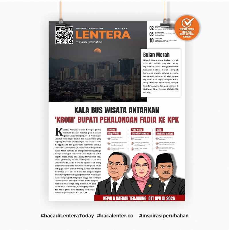 Kala Bus Wisata Antarkan 'Kroni' Bupati Pekalongan Fadia ke KPK (Koran Rabu, 4 Maret 2026)