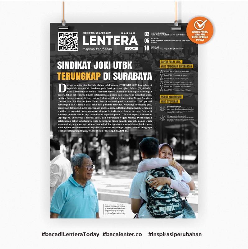 Sindikat Joki UTBK Terungkap di Surabaya (Koran Rabu, 22 April 2026)