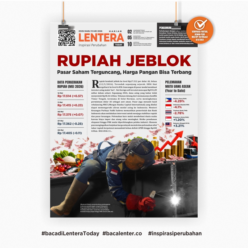 Rupiah Jeblok (Koran Rabu, 13 Mei 2026)