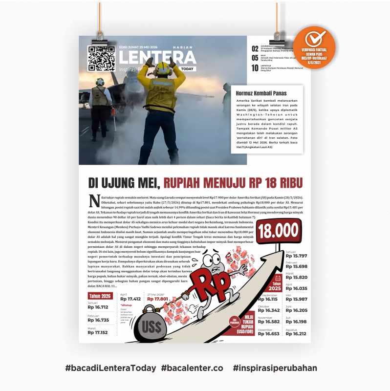 Di Ujung Mei, Rupiah Menuju Rp 18 Ribu (Koran Jumat, 29 Mei 2026)