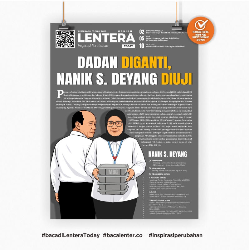 Dadan Diganti, Nanik S. Deyang Diuji (Koran Rabu, 3 Juni 2026)