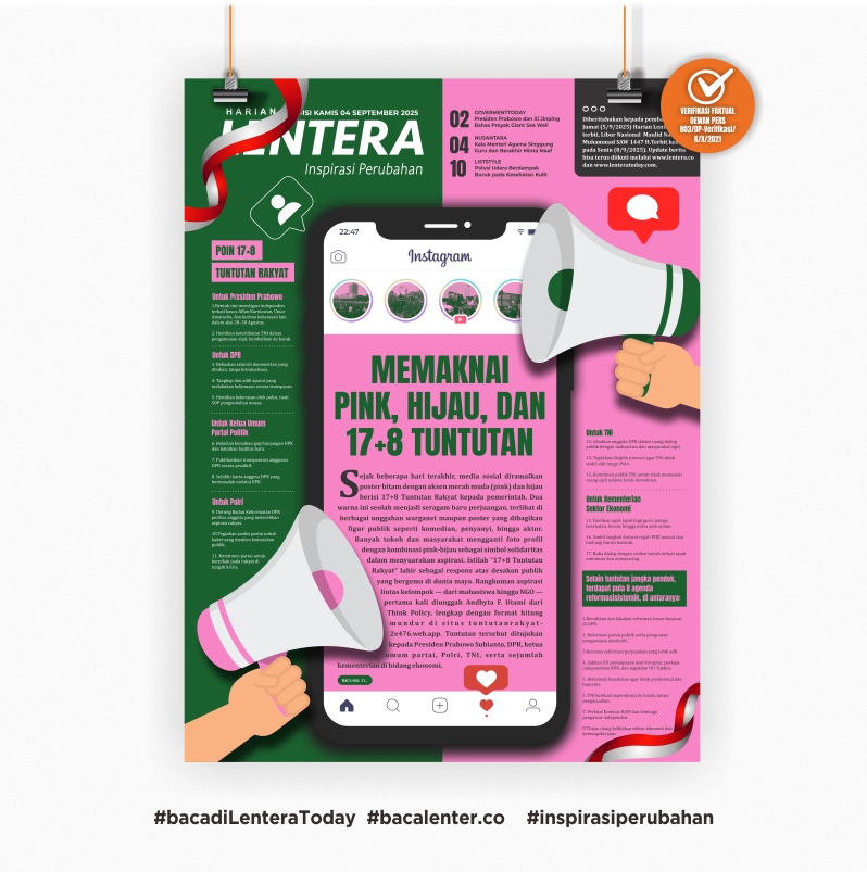 Memaknai Pink, Hijau, dan 17+8 Tuntutan (Koran Kamis, 4/9/2025)