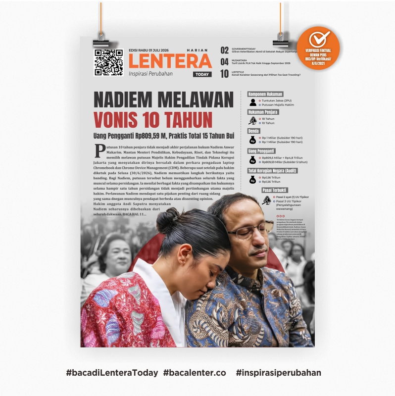 Nadiem Melawan Vonis 10 Tahun (Koran Rabu,1 Juli 2026)