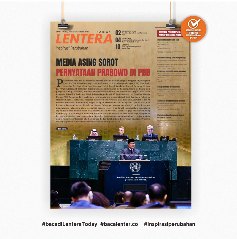 Media Asing Sorot Pernyataan Prabowo di PBB (Koran Rabu, 24/9/2025)