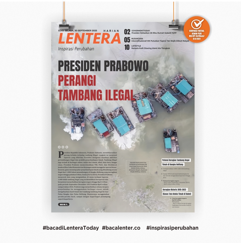 Presiden Prabowo Perangi Tambang Ilegal (Koran Selasa, 30/9/2025)
