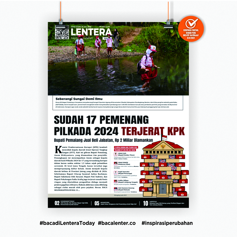 Sudah 17 Pemenang Pilkada 2024 Terjerat KPK (Koran Kamis, 30 Juli 2026)