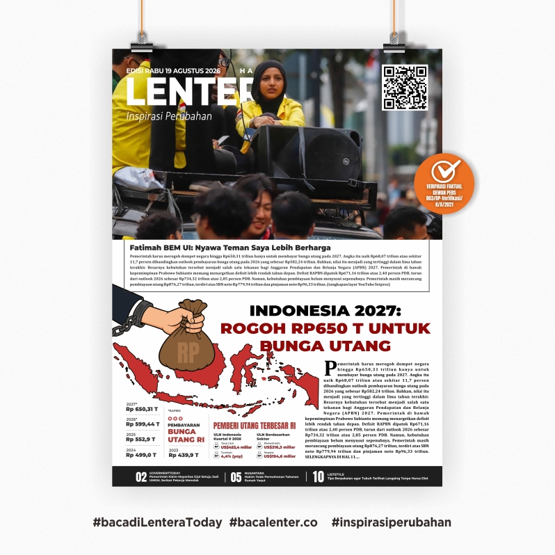 Indonesia 2027: Rogoh Rp650 T untuk Bunga Utang (Koran Rabu, 19 Agustus 2026)