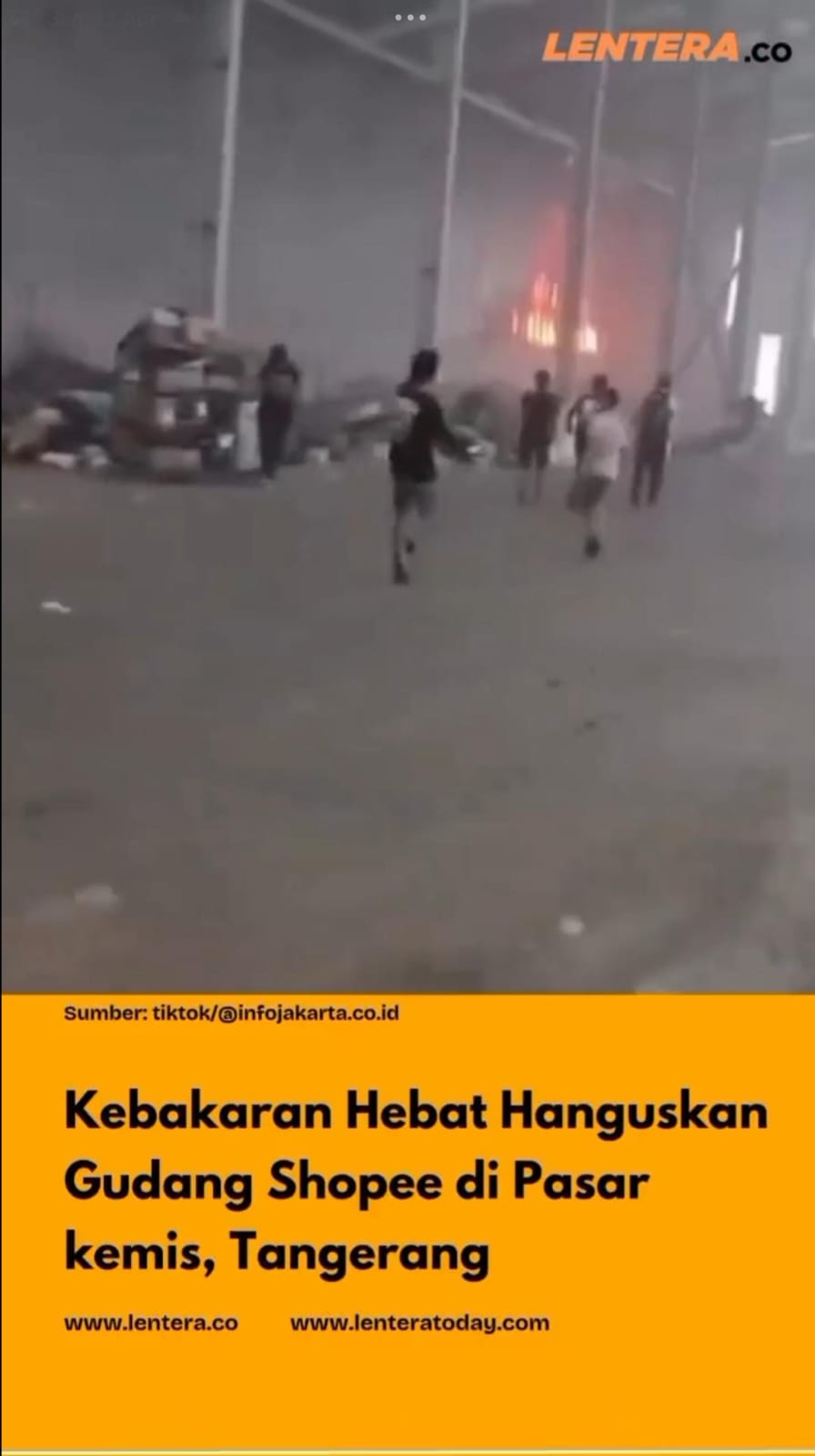 Kebakaran Hebat Hanguskan Gudang Shopee di Pasar Kemis, Tangerang